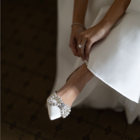 Badgley Mischka Shoes - Elegant White Pearl Embellished Heels